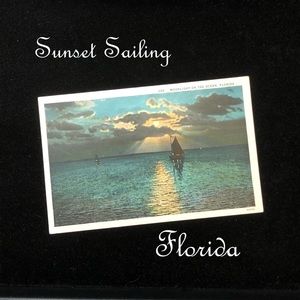 Vintage Florida Sunset Sailing Postcard Art